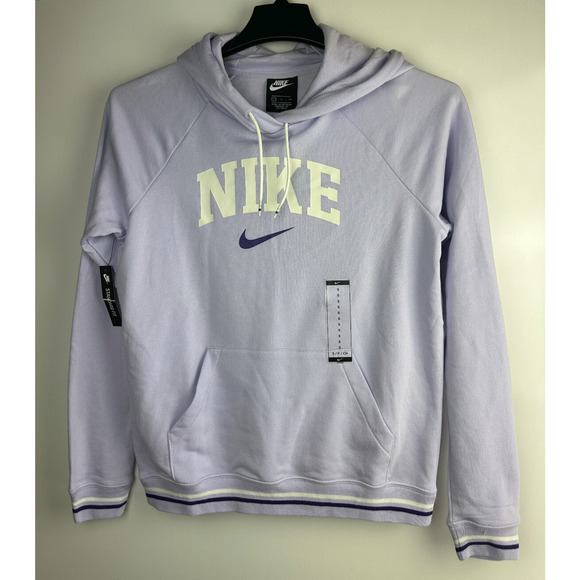 Nike Fleece Hoodie Light Purple Lavender Spellout Center Swoosh Womens Small NWT - Picture 2 of 7